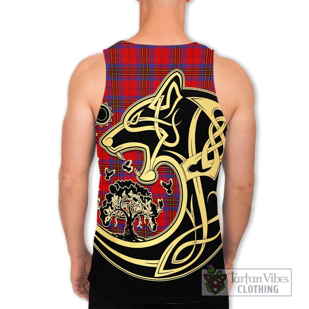 Leslie Tartan Men's Tank Top with Family Crest Celtic Wolf Style - Tartan Vibes Clothing