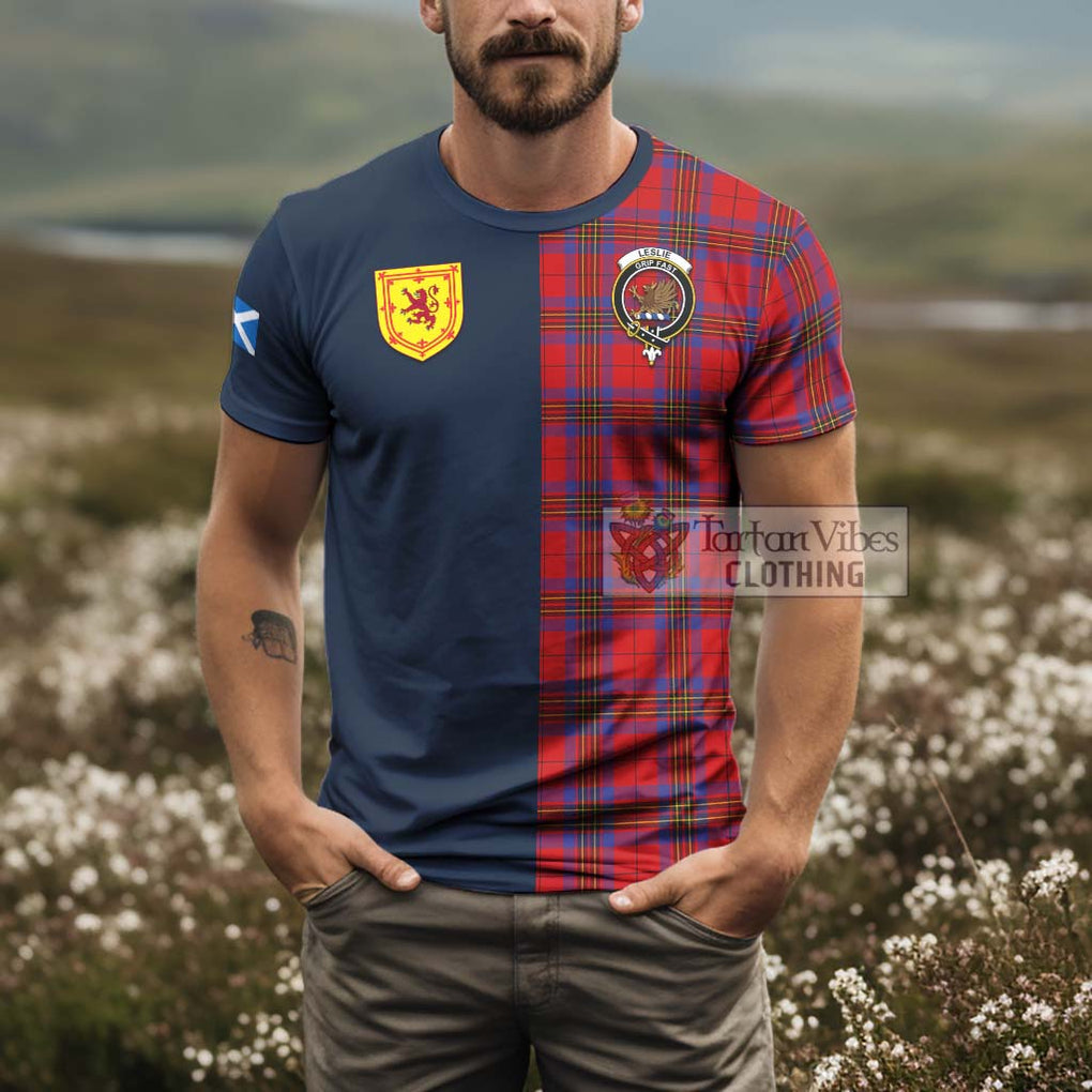 Tartan Vibes Clothing Leslie Modern Tartan T-Shirt Alba with Scottish Lion Royal Arm Half Style