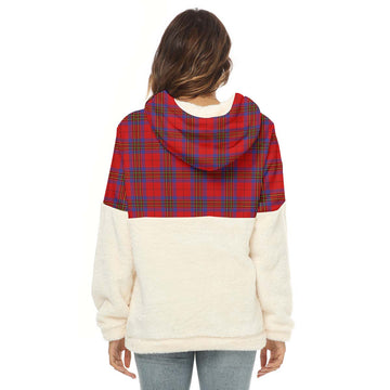 Leslie Tartan Women's Borg Fleece Hoodie With Half Zip