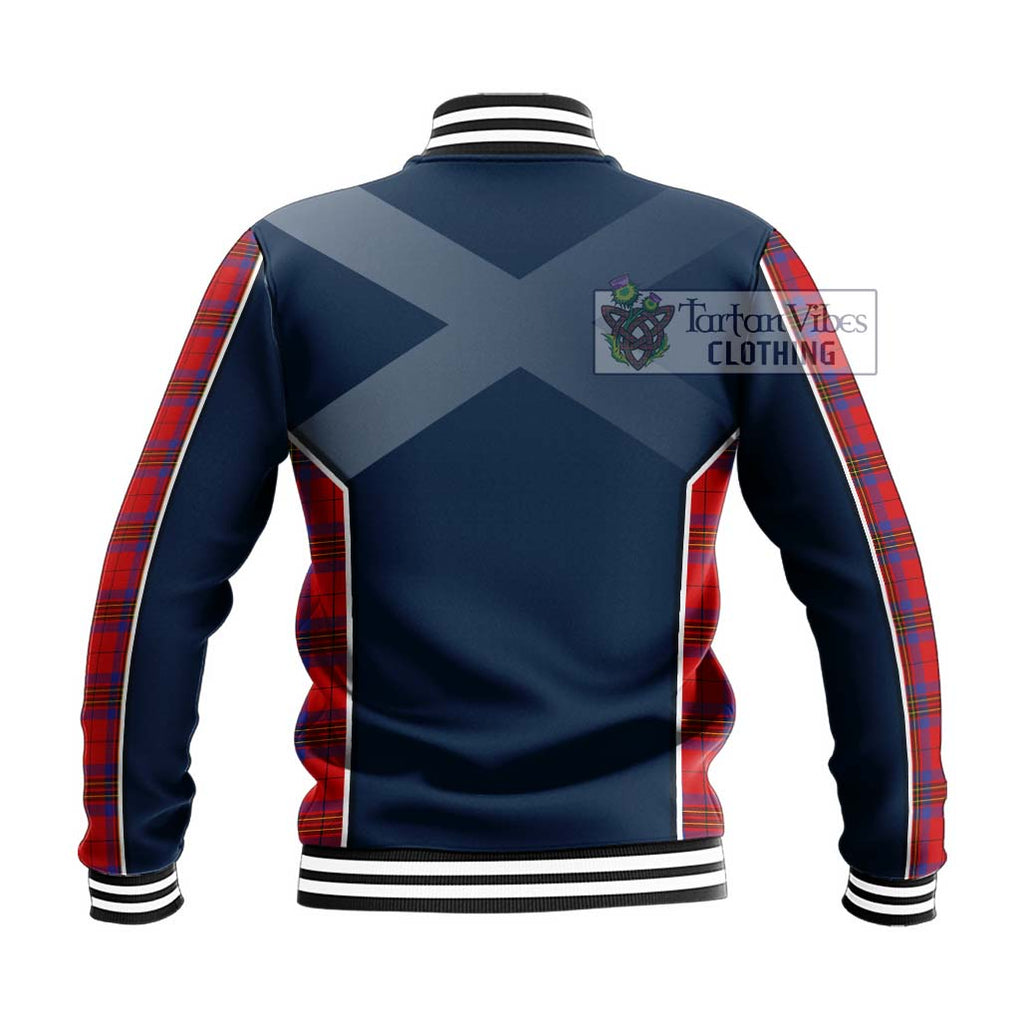 Leslie Tartan Baseball Jacket with Family Crest and Lion Rampant Vibes Sport Style - Tartan Vibes Clothing