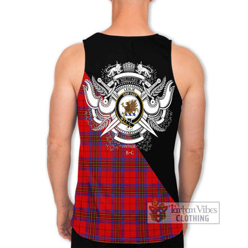 Leslie Tartan Men's Tank Top with Family Crest and Military Logo Style