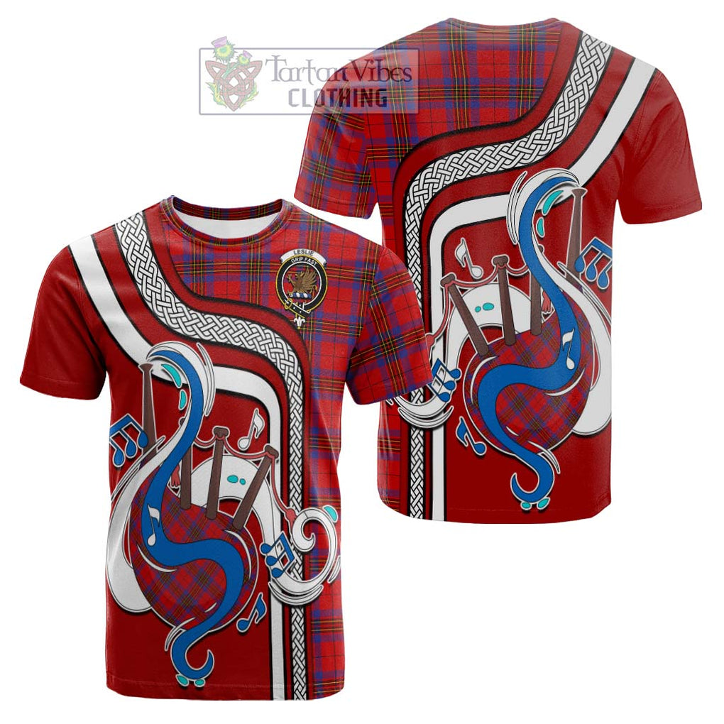 Tartan Vibes Clothing Leslie Modern Tartan Cotton T-shirt with Epic Bagpipe Style