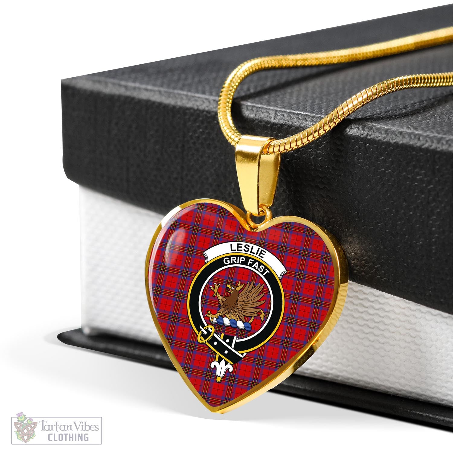 Tartan Vibes Clothing Leslie Modern Tartan Heart Necklace with Family Crest