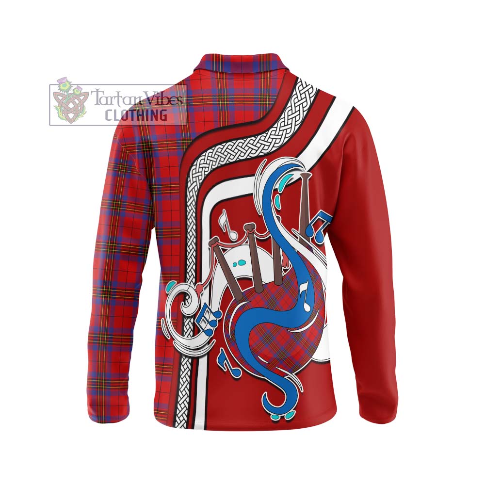 Tartan Vibes Clothing Leslie Modern Tartan Long Sleeve Polo Shirt with Epic Bagpipe Style