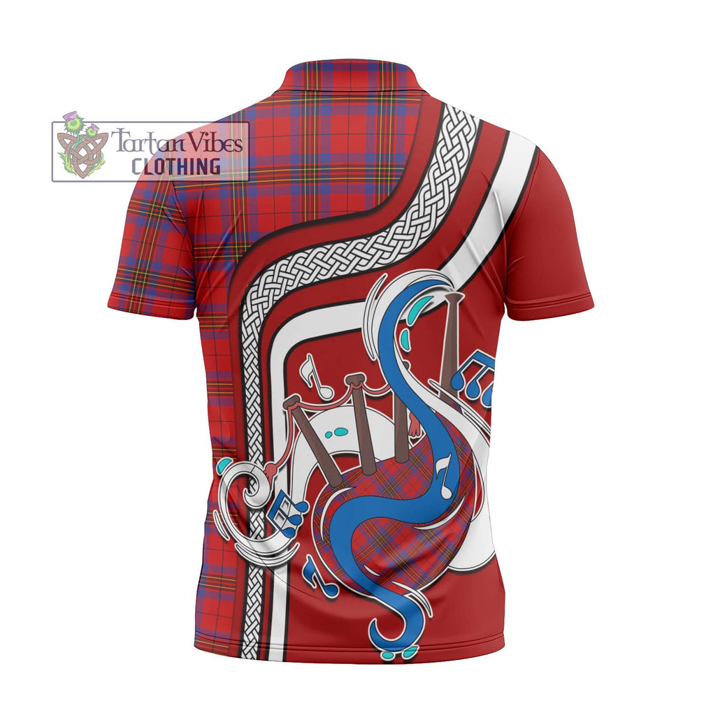 Leslie Tartan Zipper Polo Shirt with Epic Bagpipe Style - Tartanvibesclothing Shop