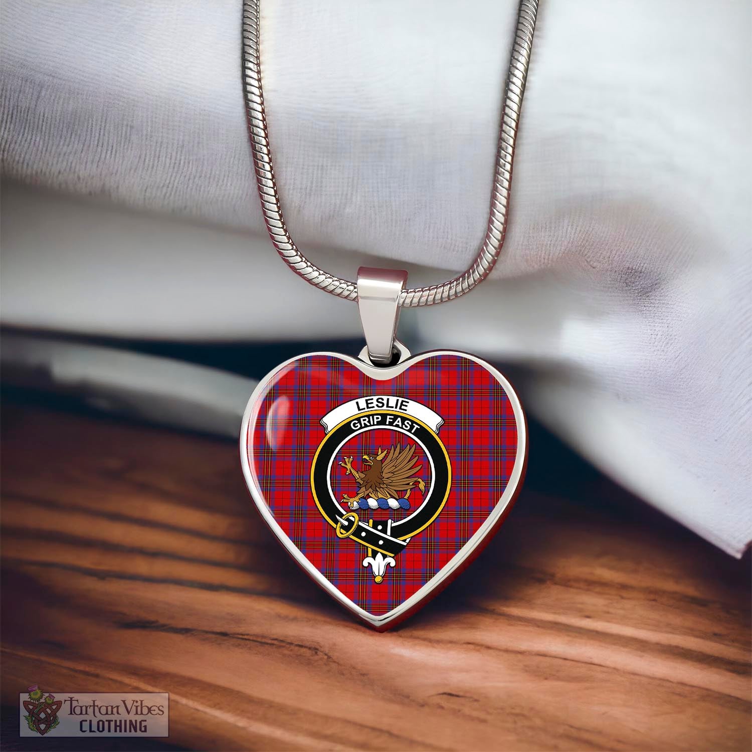 Tartan Vibes Clothing Leslie Modern Tartan Heart Necklace with Family Crest