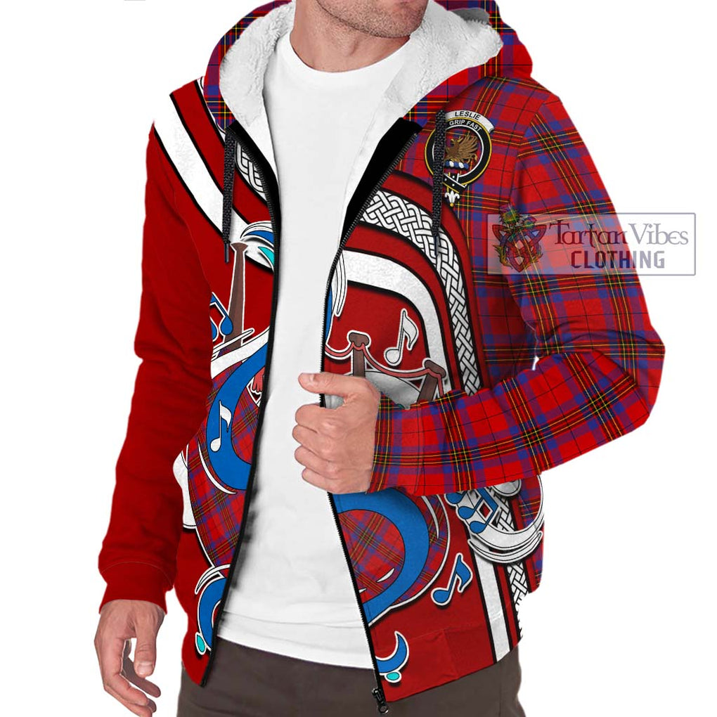 Leslie Tartan Sherpa Hoodie with Epic Bagpipe Style Unisex - Tartanvibesclothing Shop