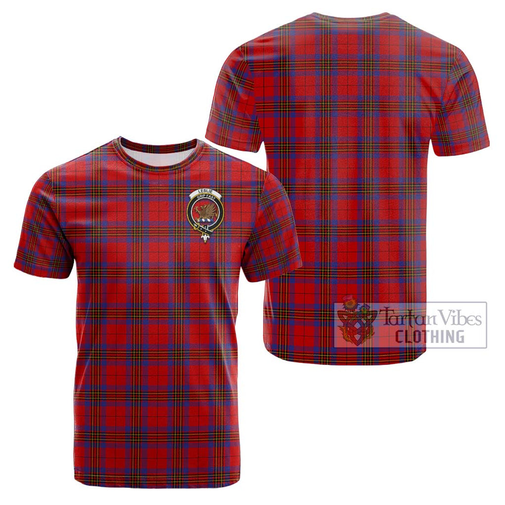 Leslie Tartan Cotton T-Shirt with Family Crest Kid's Shirt - Tartanvibesclothing Shop