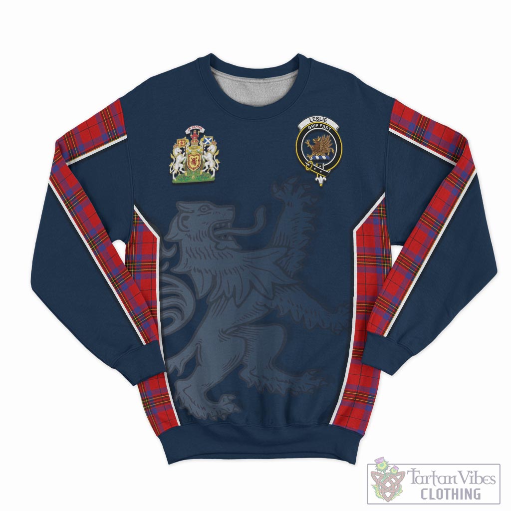 Tartan Vibes Clothing Leslie Modern Tartan Sweater with Family Crest and Lion Rampant Vibes Sport Style