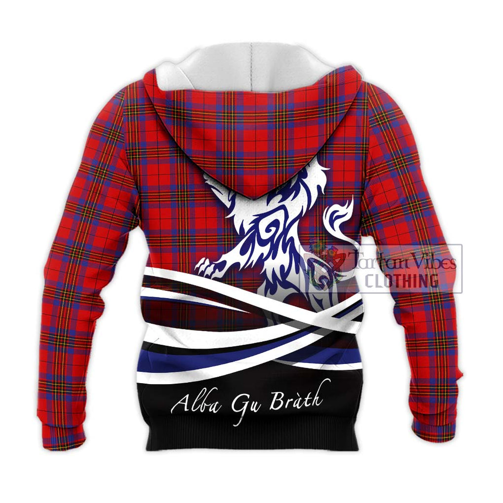 Leslie Tartan Knitted Hoodie with Alba Gu Brath Regal Lion Emblem - Tartanvibesclothing Shop