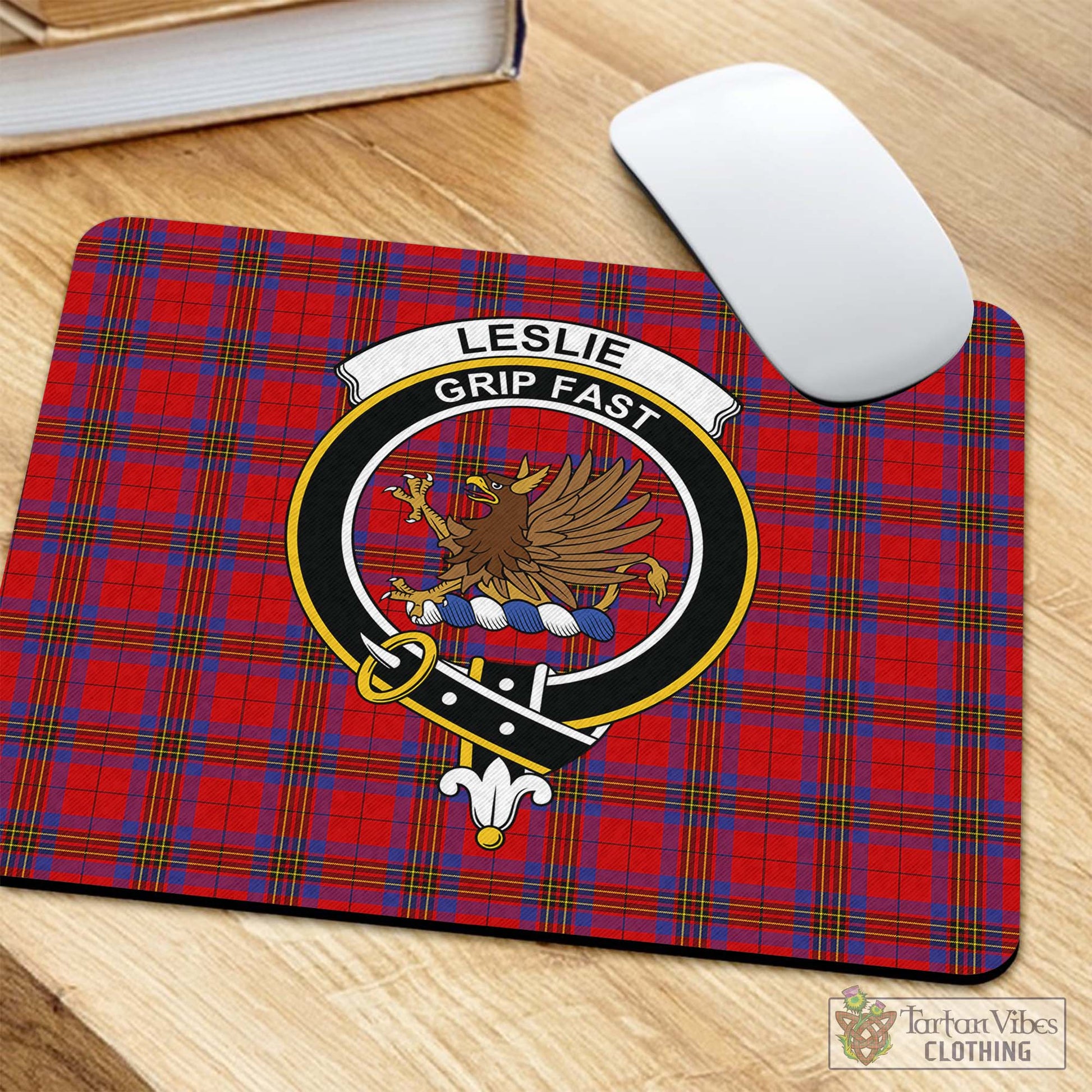 Tartan Vibes Clothing Leslie Modern Tartan Mouse Pad with Family Crest