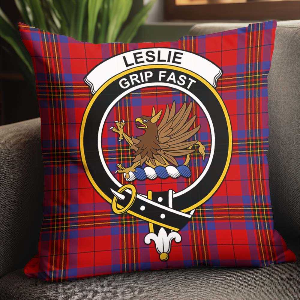 Leslie Modern Tartan Pillow Cover with Family Crest - Tartanvibesclothing