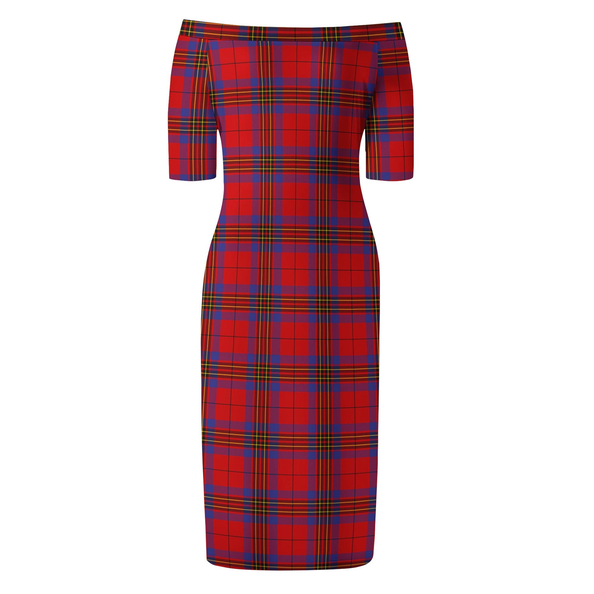 Leslie Modern Tartan Off Shoulder Lady Dress - Tartanvibesclothing