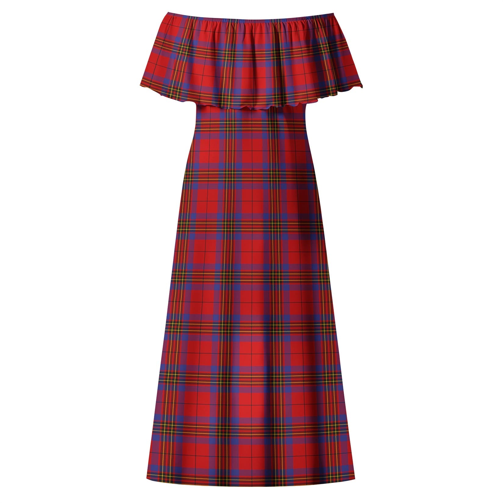 Leslie Modern Tartan Off Shoulder Long Dress - Tartanvibesclothing