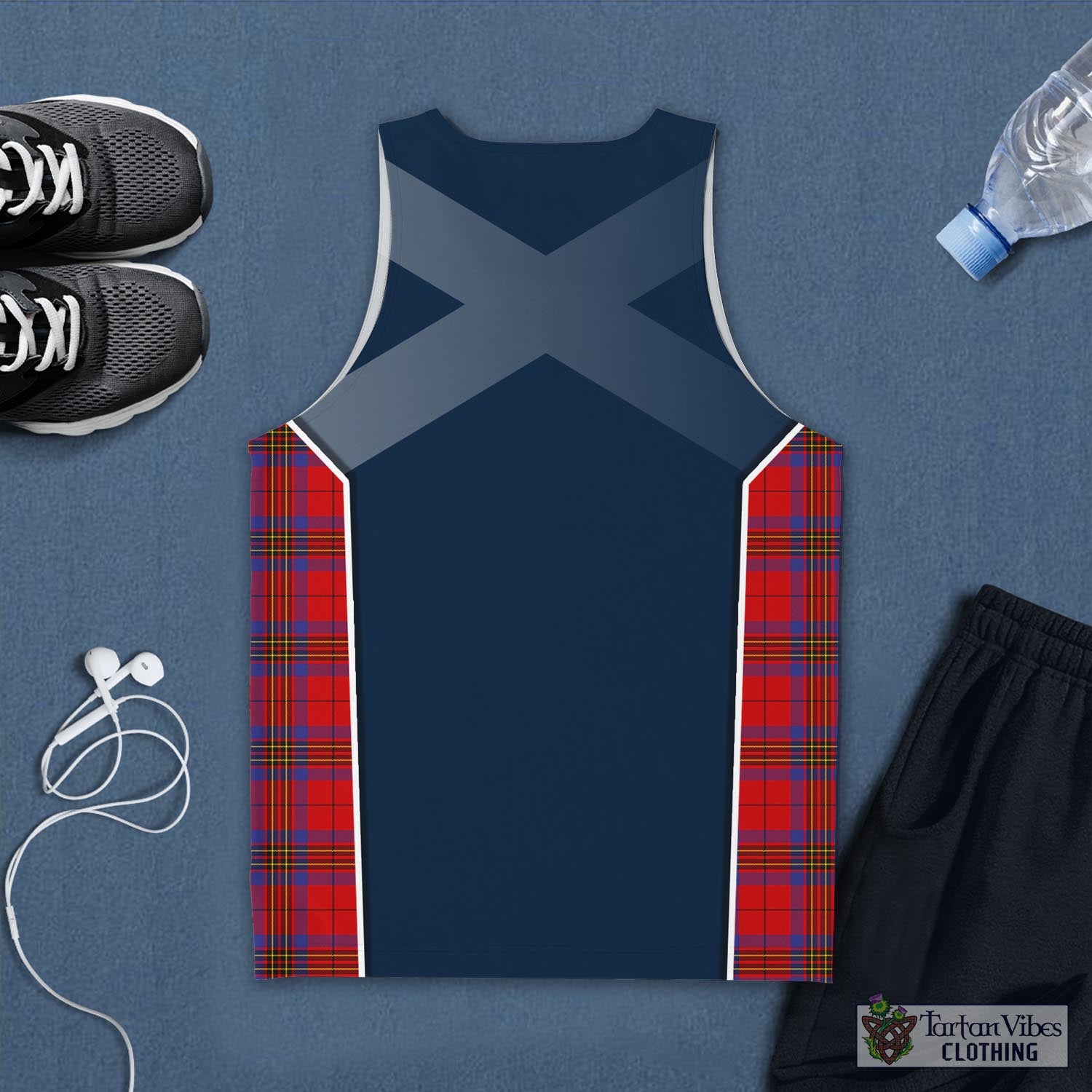 Tartan Vibes Clothing Leslie Modern Tartan Men's Tanks Top with Family Crest and Scottish Thistle Vibes Sport Style