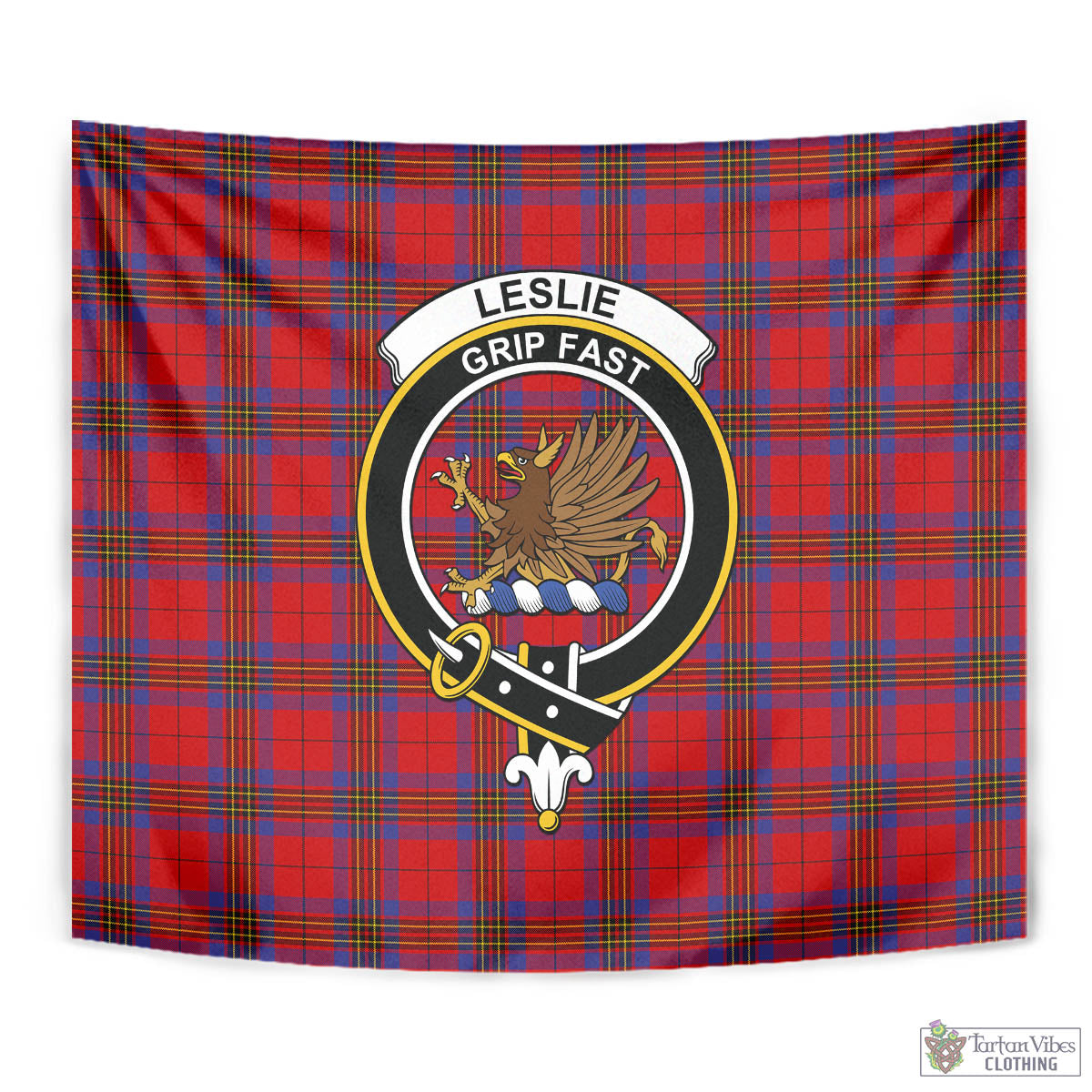 Tartan Vibes Clothing Leslie Modern Tartan Tapestry Wall Hanging and Home Decor for Room with Family Crest