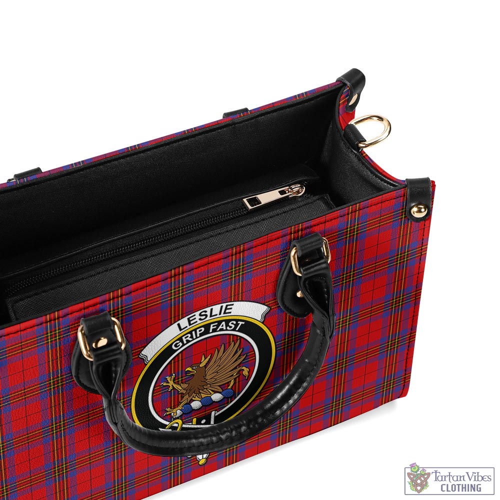 Tartan Vibes Clothing Leslie Modern Tartan Luxury Leather Handbags with Family Crest