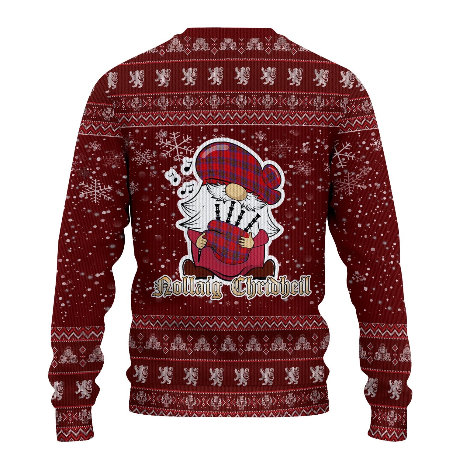 Leslie Modern Clan Christmas Family Knitted Sweater with Funny Gnome Playing Bagpipes - Tartanvibesclothing