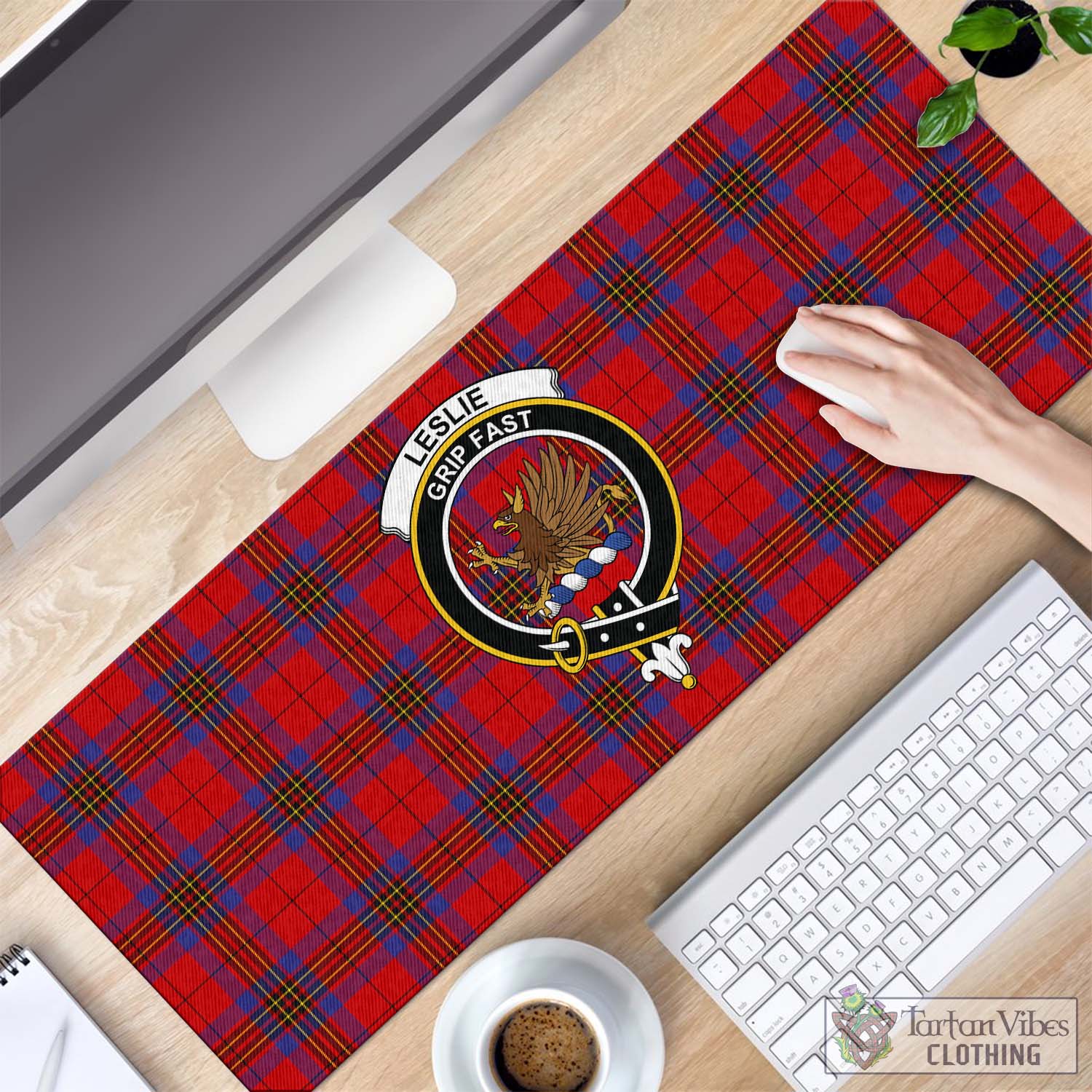 Tartan Vibes Clothing Leslie Modern Tartan Mouse Pad with Family Crest