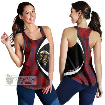 Leslie Red Tartan Women's Racerback Tanks with Family Crest Circle Style