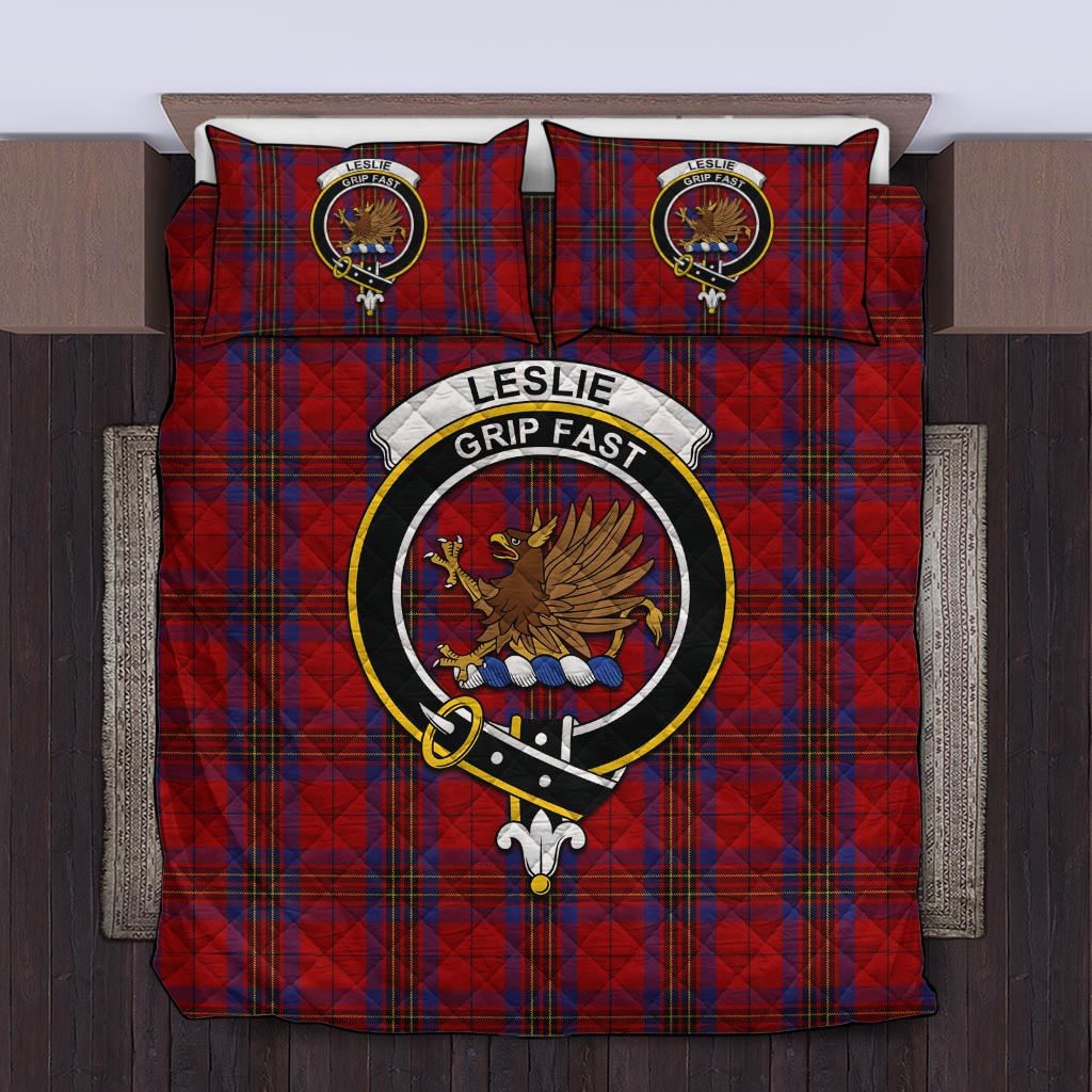 Leslie Red Tartan Quilt Bed Set with Family Crest Twin - Tartan Vibes Clothing