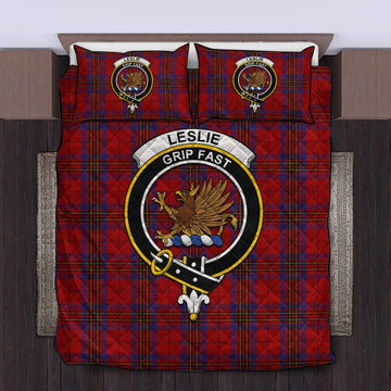 Leslie Red Tartan Quilt Bed Set with Family Crest