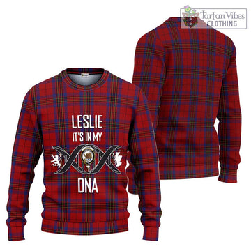 Leslie Red Tartan Ugly Sweater with Family Crest DNA In Me Style