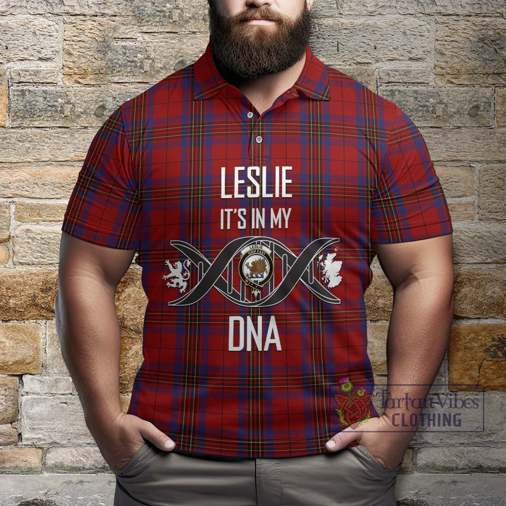 Leslie Red Tartan Polo Shirt with Family Crest DNA In Me Style Kid - Tartanvibesclothing Shop