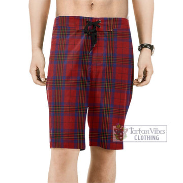 Leslie Red Tartan Men's Board Shorts