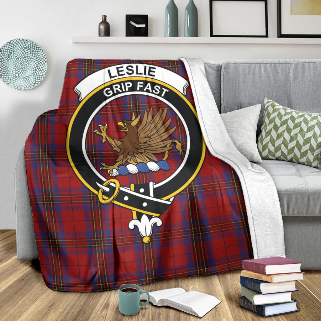 leslie-red-tartab-blanket-with-family-crest