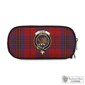 Leslie Red Tartan Pen and Pencil Case with Family Crest