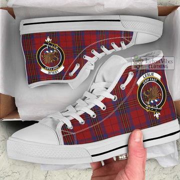 Leslie Red Tartan High Top Shoes with Family Crest