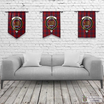 Leslie Red Tartan Gonfalon, Tartan Banner with Family Crest