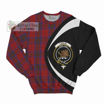 Leslie Red Tartan Sweatshirt with Family Crest Circle Style