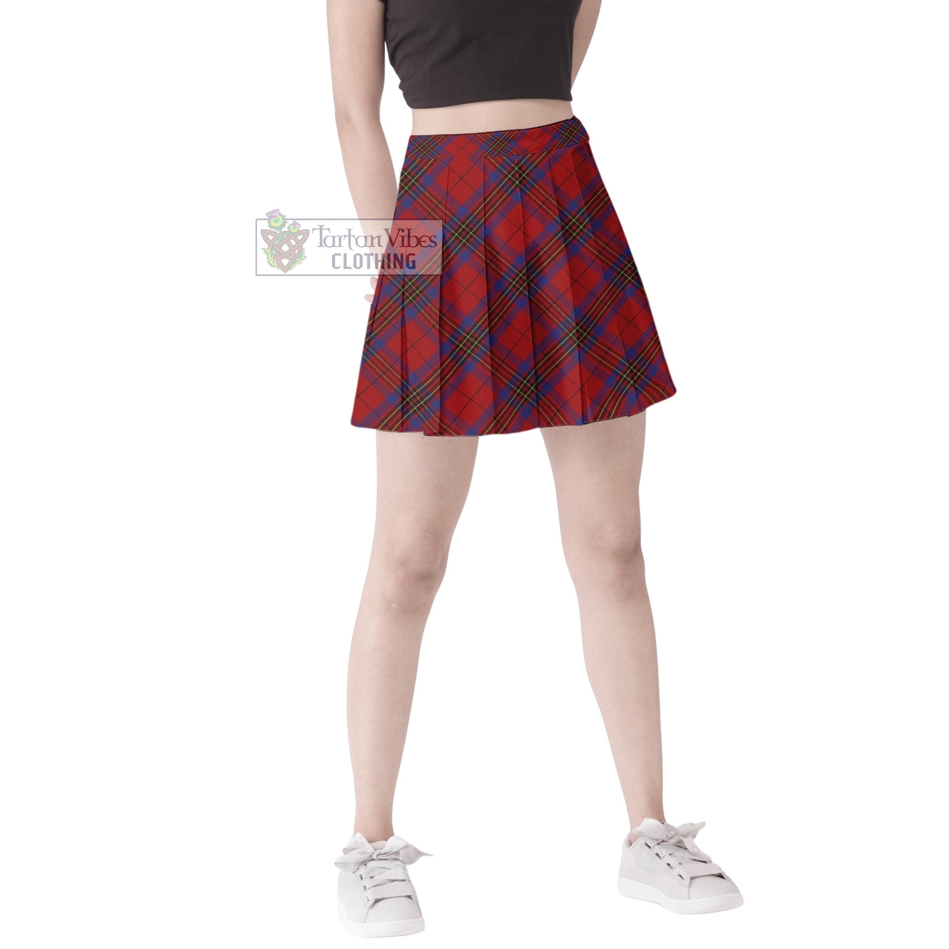 Tartan Vibes Clothing Leslie Red Tartan Women's Plated Mini Skirt