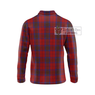 Leslie Red Tartan Long Sleeve Polo Shirt with Family Crest DNA In Me Style