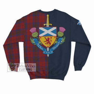 Leslie Red Tartan Sweatshirt Alba with Scottish Lion Royal Arm Half Style