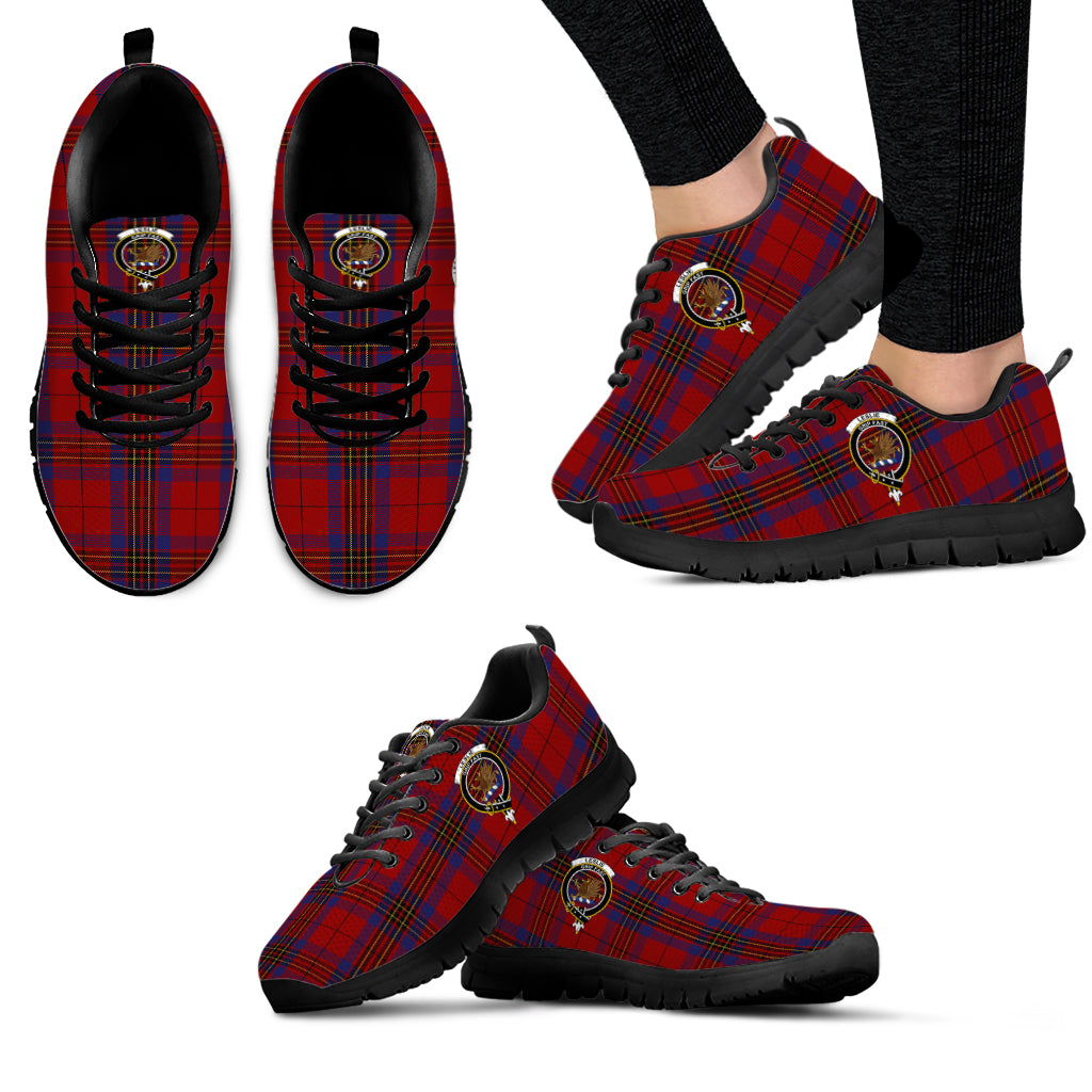 Leslie Red Tartan Sneakers with Family Crest - Tartan Vibes Clothing