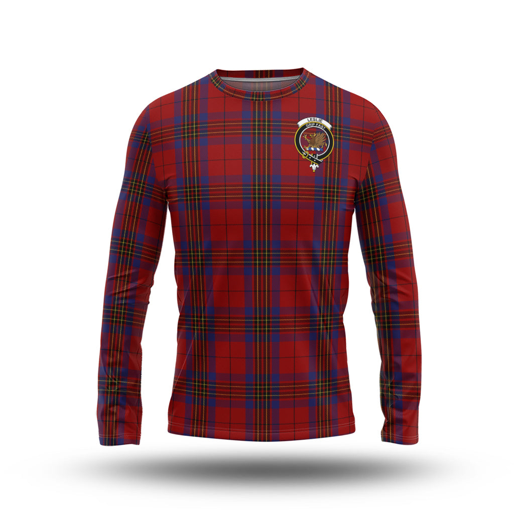 leslie-red-tartan-long-sleeve-t-shirt-with-family-crest