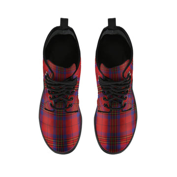 Leslie Red Tartan Leather Boots