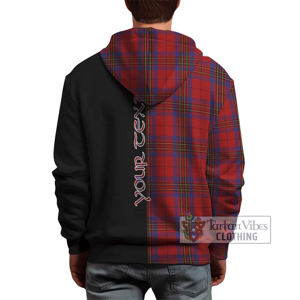 Leslie Red Tartan Hoodie with Family Crest and Half Of Me Style - Tartanvibesclothing Shop