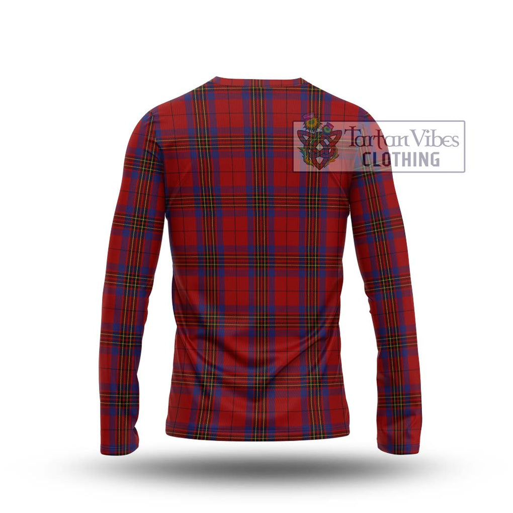 Leslie Red Tartan Long Sleeve T-Shirt with Family Crest DNA In Me Style - Tartanvibesclothing Shop