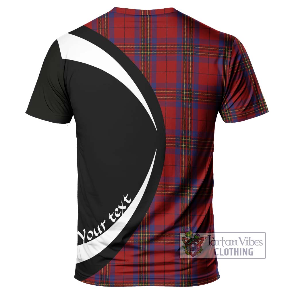 Tartan Vibes Clothing Leslie Red Tartan T-Shirt with Family Crest Circle Style