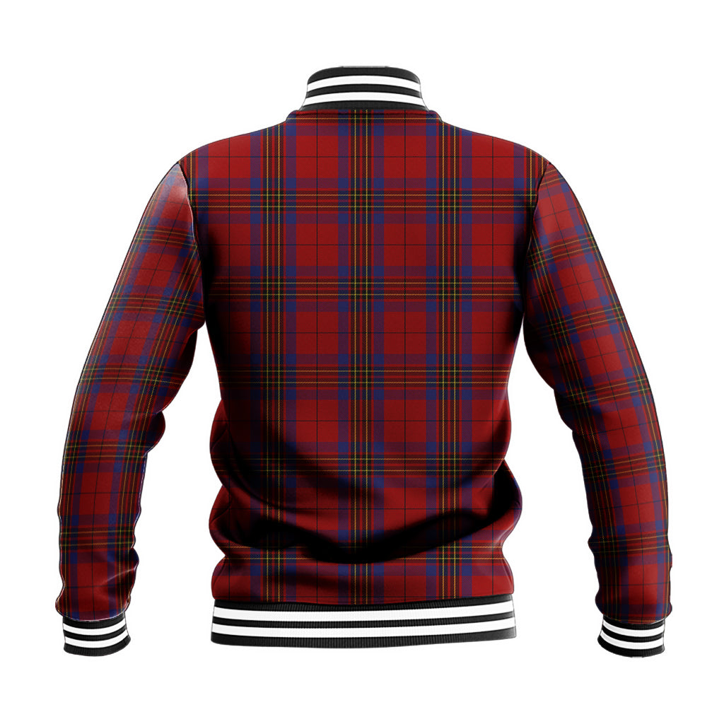 Leslie Red Tartan Baseball Jacket with Family Crest - Tartan Vibes Clothing