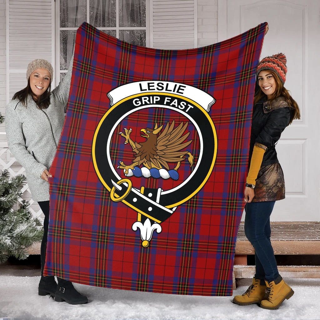 leslie-red-tartab-blanket-with-family-crest