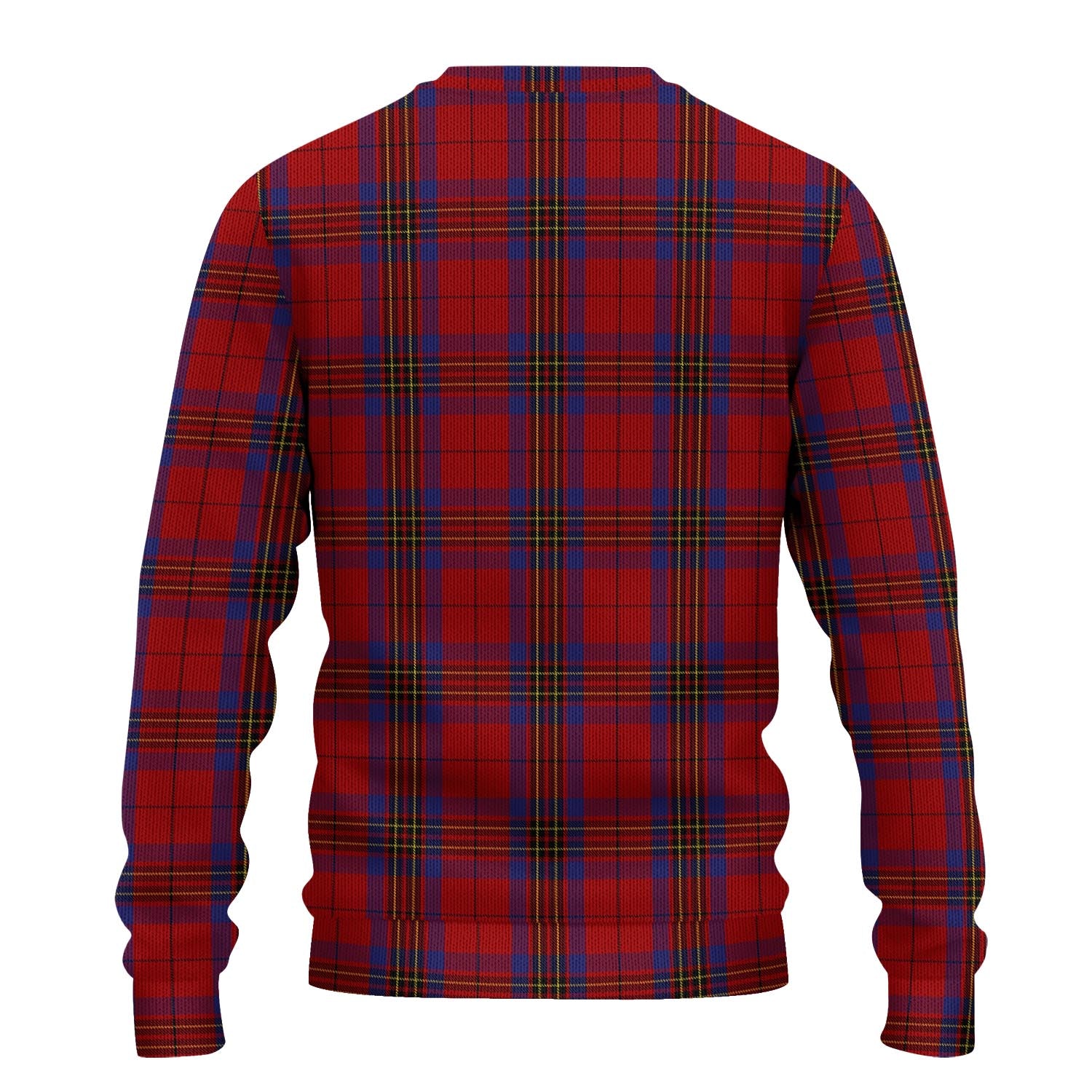 Leslie Red Tartan Knitted Sweater with Family Crest - Tartanvibesclothing