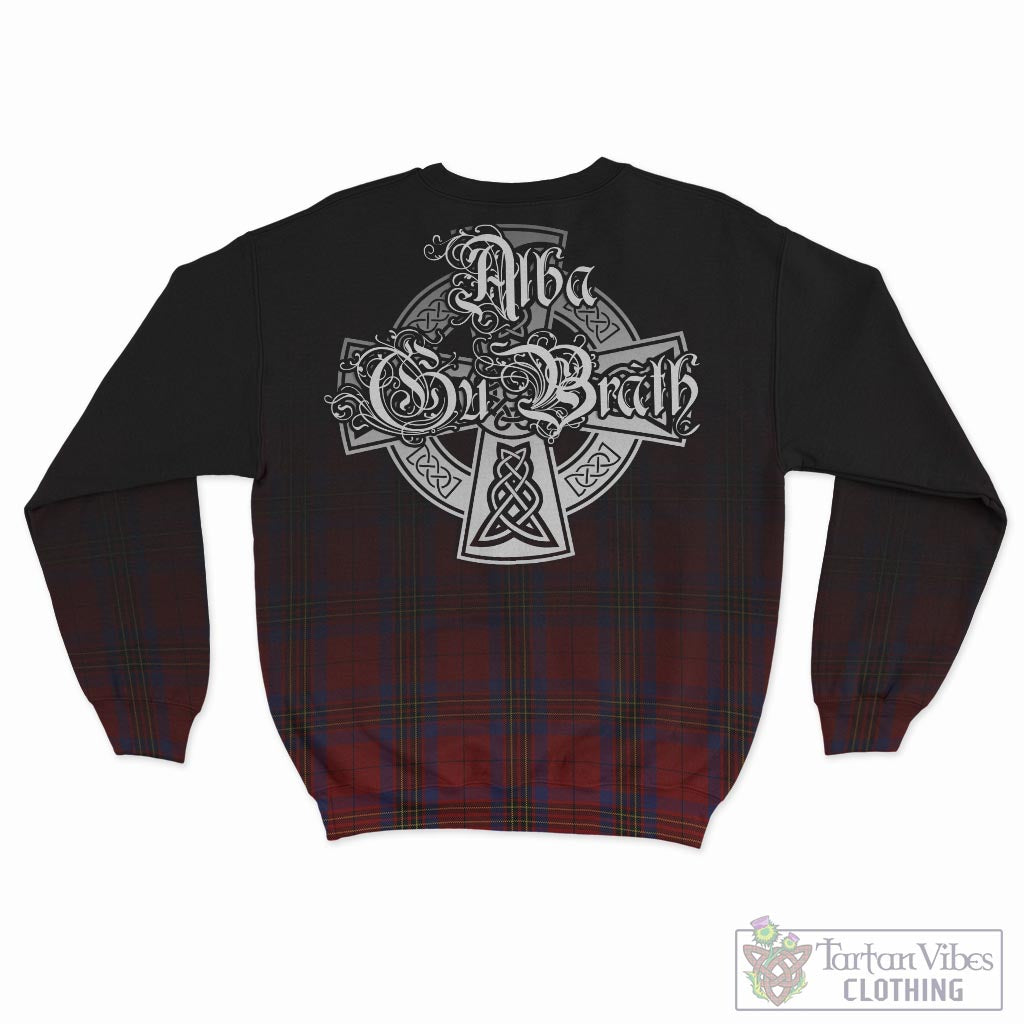 Tartan Vibes Clothing Leslie Red Tartan Sweatshirt Featuring Alba Gu Brath Family Crest Celtic Inspired