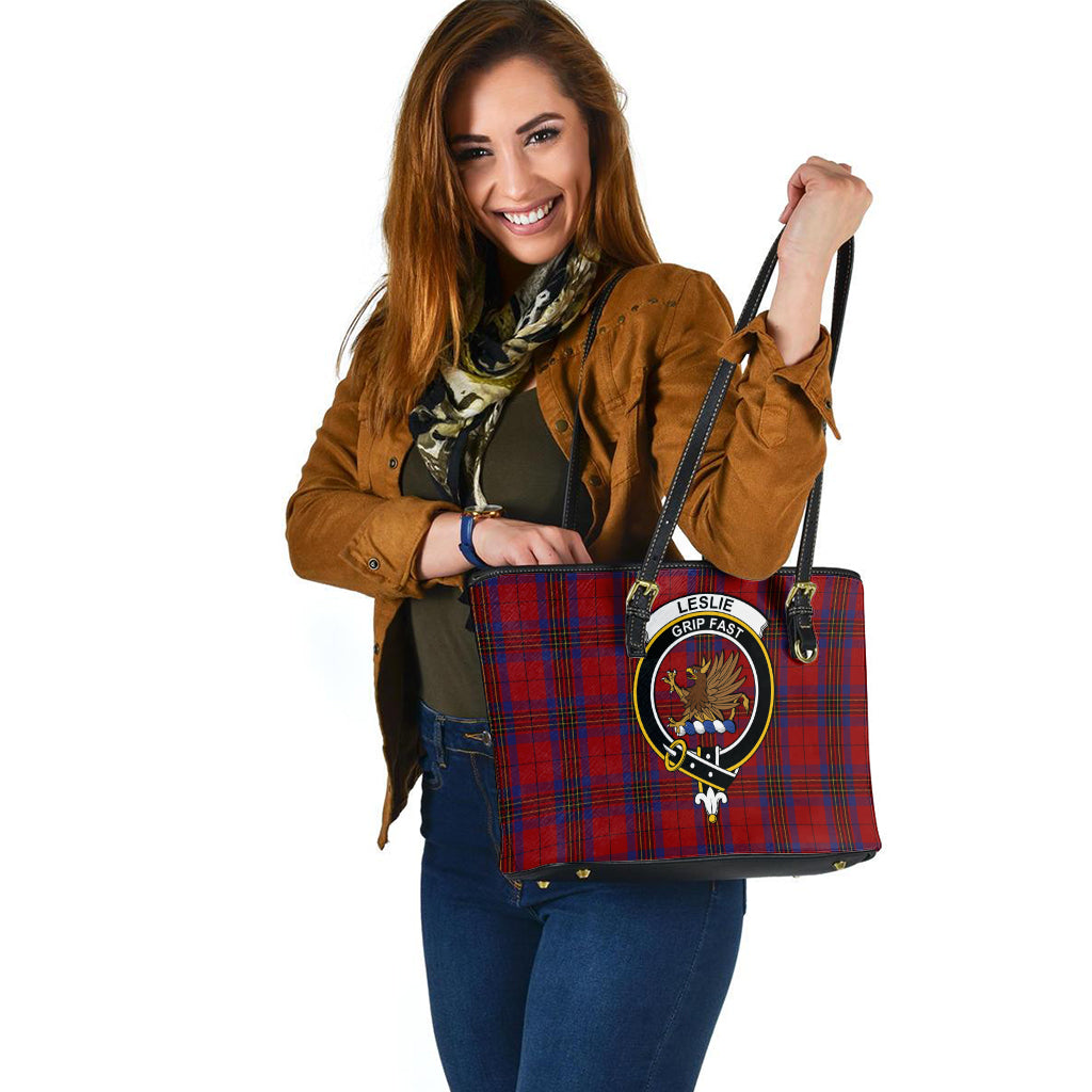 leslie-red-tartan-leather-tote-bag-with-family-crest