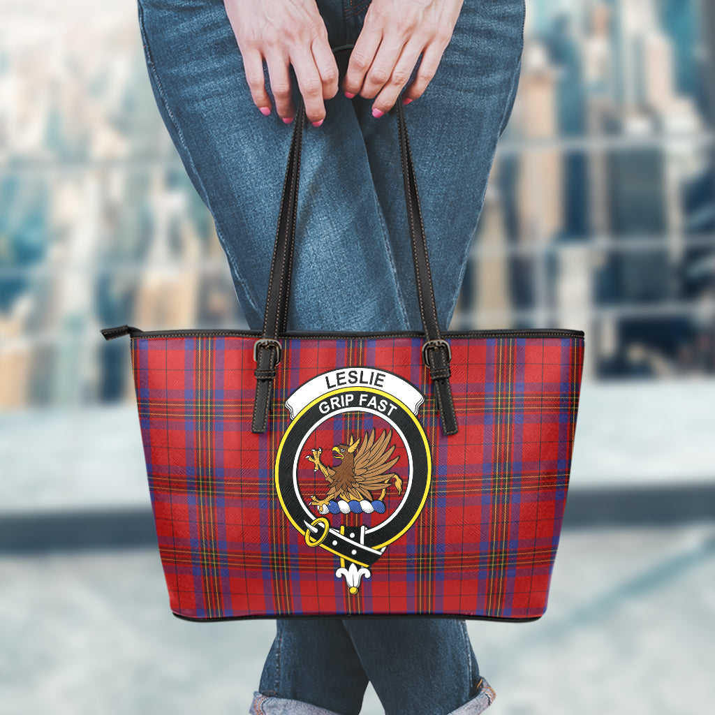 leslie-red-tartan-leather-tote-bag-with-family-crest