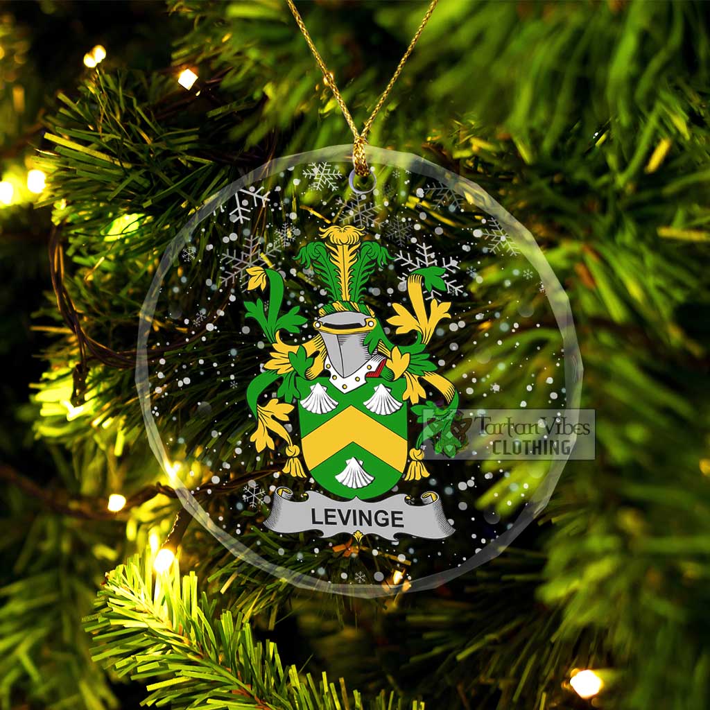 Tartan Vibes Clothing Levinge Irish Clan Christmas Glass Ornament with Coat of Arms